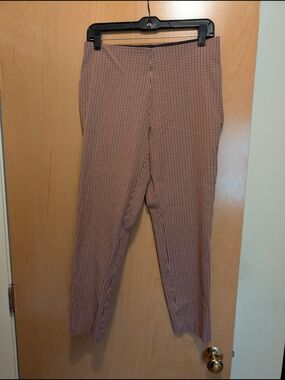 a new day Burgundy And White Micro-Check Chinos